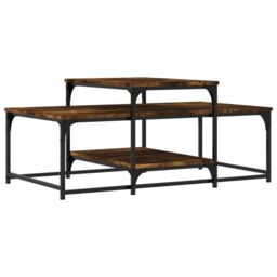 Berkfield Home Coffee Table Smoked Oak 102x60x45 cm Engineered Wood in Brown - Size: 102 x 60 x 45 cm - thumbnail 6