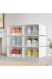 Living and Home 12 Pack Waterproof Plastic Shoe Storage Boxes in White - thumbnail 6
