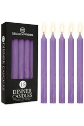 Deco Express Set Of 15 Taper Rustic Taper Candles in Purple - thumbnail 1