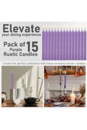 Deco Express Set Of 15 Taper Rustic Taper Candles in Purple - thumbnail 4