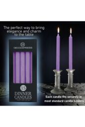 Deco Express Set Of 15 Taper Rustic Taper Candles in Purple - thumbnail 3