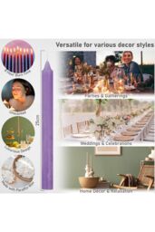 Deco Express Set Of 15 Taper Rustic Taper Candles in Purple - thumbnail 2