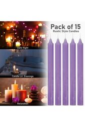 Deco Express Set Of 15 Taper Rustic Taper Candles in Purple - thumbnail 6