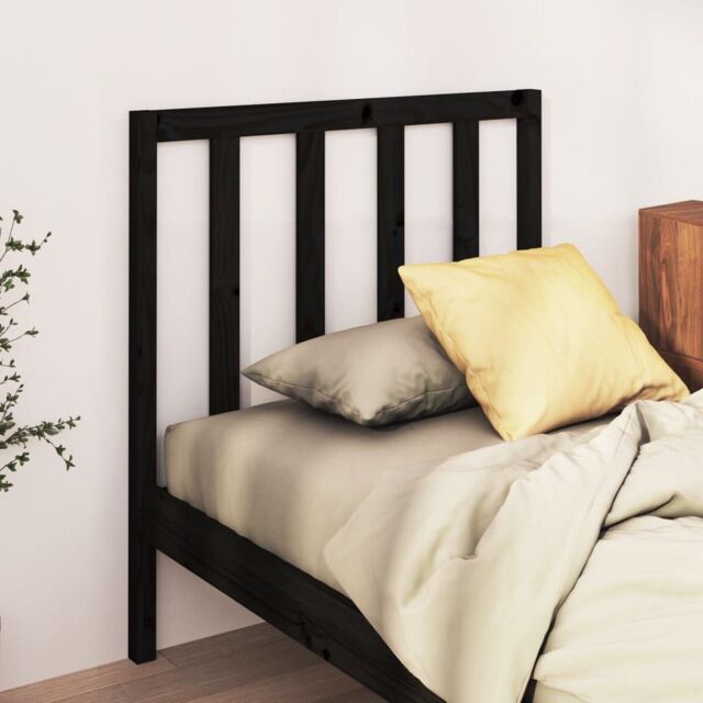 Berkfield Home Bed Headboard Black 95x4x100 cm Solid Wood Pine - Size: 95 x 4 x 100 cm - image 1