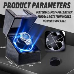 SPETLEK Single Watch Display Case black &5 Rotation Modes&LED - Size: 500mm - thumbnail 4