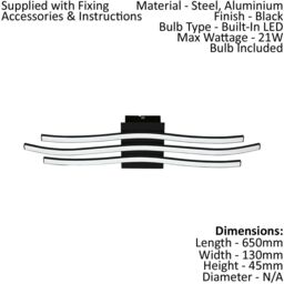 Loops Pendant Ceiling Light Colour Black Shade White Plastic Bulb LED 21W Included - thumbnail 2