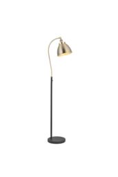 Netlighting Franklin Task Floor Lamp Antique Brass Plate Matt Black Paint in Gold