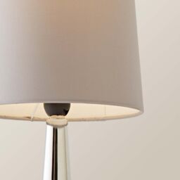 ValueLights Teardrop Pair Compact Fabric Shades Brushed Chrome Touch Table Lamps in Grey - thumbnail 4