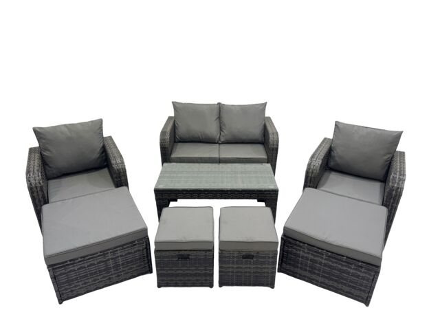 Fimous Garden Outdoor Furniture Set with 4 Stool Dark Grey Mixed - image 1