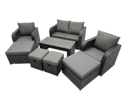 Fimous Garden Outdoor Furniture Set with 4 Stool Dark Grey Mixed - thumbnail 2