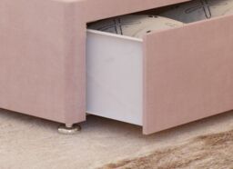 "Somnior Alexas 2 Drawers Divan Bed with 30"" Upholstered Headboard Plush Velvet in Pink - Size: Single" - thumbnail 3