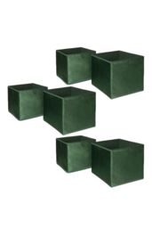 OHS Pack of 6 Matte Velvet Storage Boxes in Dark Green - thumbnail 1