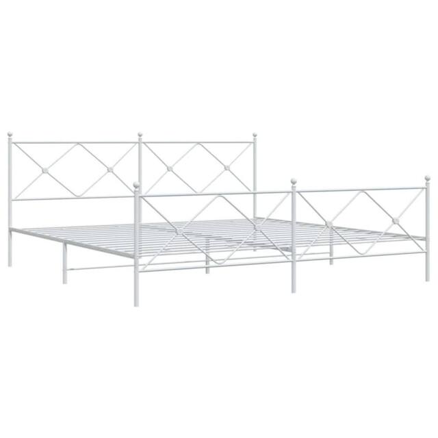 Berkfield Home Metal Bed Frame without Mattress with Footboard White 193x203cm - Size: 193x203 cm - image 1