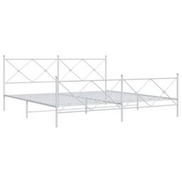Berkfield Home Metal Bed Frame without Mattress with Footboard White 193x203cm - Size: 193x203 cm - thumbnail 1