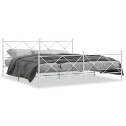 Berkfield Home Metal Bed Frame without Mattress with Footboard White 193x203cm - Size: 193x203 cm - thumbnail 3