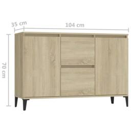 Berkfield Home Sideboard Sonoma Oak 104x35x70 cm Engineered Wood in Natural - Size: 104 x 35 x 70 cm - thumbnail 7