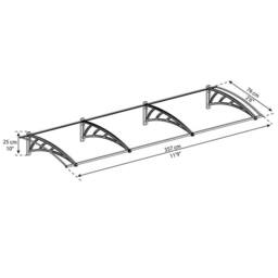 Palram Patio Cover Neo Door Awning Canopy 3540 Twinwall - L357 x W76 x H25 cm in Grey - thumbnail 3