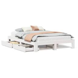Berkfield Home Full Bed Frame without Mattress White 150x200 cm King Size Solid - thumbnail 3