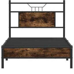 Berkfield Home Bed Frame without Mattress Smoked Oak 80x200 cm Engineered Wood in Brown - thumbnail 6