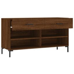 Berkfield Home Shoe Bench Brown Oak 102x35x55 cm Engineered Wood - Size: 102 x 35 x 55 cm - thumbnail 5