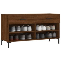 Berkfield Home Shoe Bench Brown Oak 102x35x55 cm Engineered Wood - Size: 102 x 35 x 55 cm - thumbnail 3