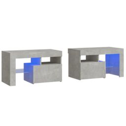 Berkfield Home Bedside Cabinets 2 pcs with LED Lights Concrete Grey 70x36.5x40 cm - thumbnail 2