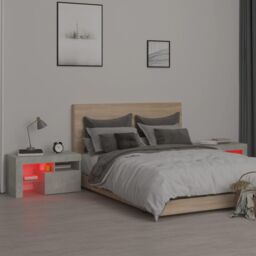 Berkfield Home Bedside Cabinets 2 pcs with LED Lights Concrete Grey 70x36.5x40 cm - thumbnail 6