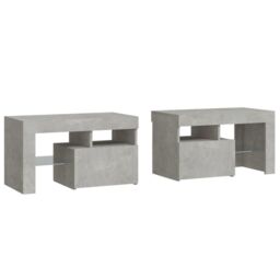 Berkfield Home Bedside Cabinets 2 pcs with LED Lights Concrete Grey 70x36.5x40 cm - thumbnail 3