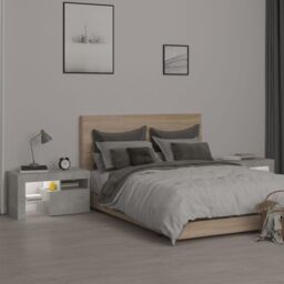 Berkfield Home Bedside Cabinets 2 pcs with LED Lights Concrete Grey 70x36.5x40 cm - thumbnail 4