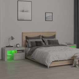 Berkfield Home Bedside Cabinets 2 pcs with LED Lights Concrete Grey 70x36.5x40 cm - thumbnail 5