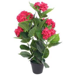 Berkfield Home Realistic Artificial Hydrangea Plant with Pot 60 cm Red - thumbnail 2