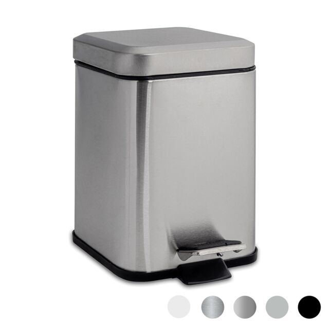 Harbour Housewares Square Bathroom Pedal Bin - 3L Stainless Steel Slim Rubbish Dustbin in Metallic Silver - image 1