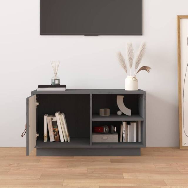 Berkfield Home TV Cabinet Grey 70x34x40 cm Solid Wood Pine - Size: 70 x 34 x 40 cm - image 1