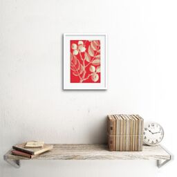 "Artery8 Wall Art Print Modern Bold Biodiversity Red Plant Artwork Framed 9X7 Inch in White - Size: W7"" x H9""" - thumbnail 2