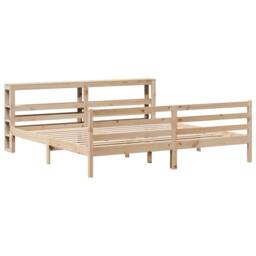 Berkfield Home Bed Frame without Mattress 200x200 cm Solid Wood Pine in Light Tan - thumbnail 3