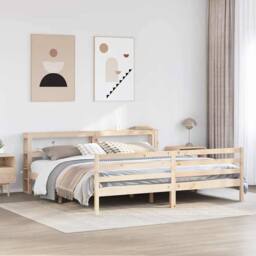 Berkfield Home Bed Frame without Mattress 200x200 cm Solid Wood Pine in Light Tan - thumbnail 2