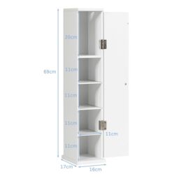 Costway Compact Toilet Tissue Storage Tower Freestanding Paper Towel Holder W/ Detachable Shelf in White - thumbnail 6
