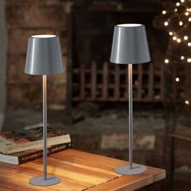 Marco Paul Pack of 2 Slate Metal Rechargeable Table Lamp 33cm in Grey - image 1