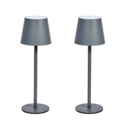 Marco Paul Pack of 2 Slate Metal Rechargeable Table Lamp 33cm in Grey - thumbnail 7