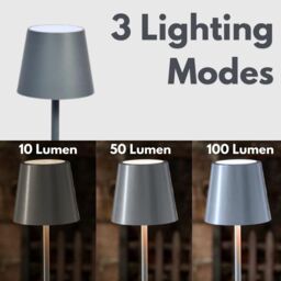 Marco Paul Pack of 2 Slate Metal Rechargeable Table Lamp 33cm in Grey - thumbnail 4