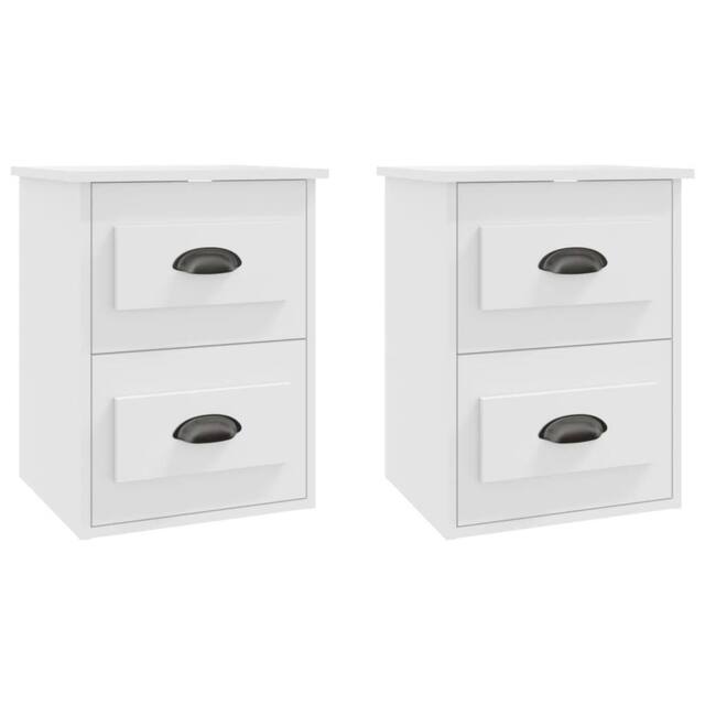 Berkfield Home Wall-mounted Bedside Cabinets 2 pcs White 41.5x36x53cm - Size: 41.5x36x53 cm - image 1
