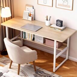 FORGEVIO Home Office Study Desk Computer Desk Writing Desk Table in Brown - thumbnail 4