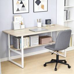 FORGEVIO Home Office Study Desk Computer Desk Writing Desk Table in Brown - thumbnail 5