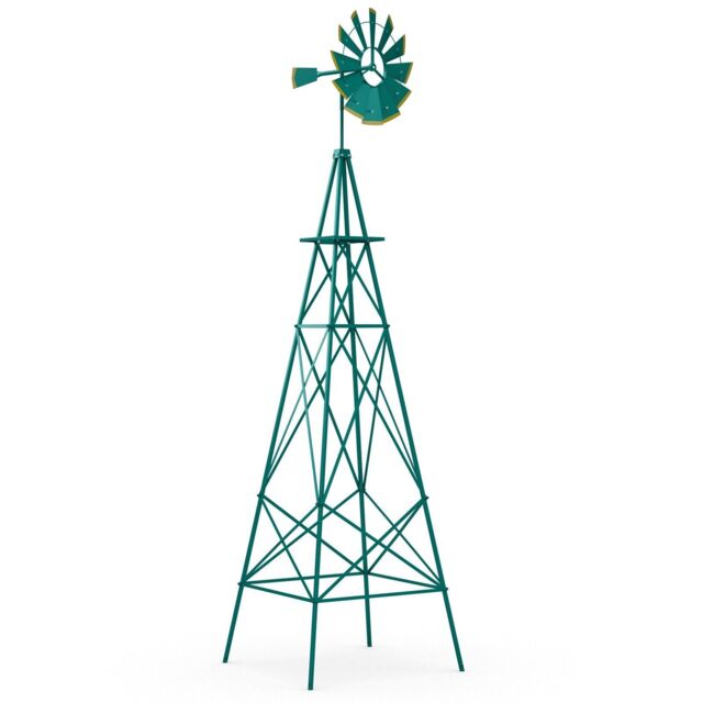 Costway 253 cm Ornamental Windmill All Weather Metal Wind Mill Weathervane in Green - image 1