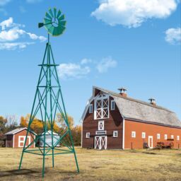 Costway 253 cm Ornamental Windmill All Weather Metal Wind Mill Weathervane in Green - thumbnail 3