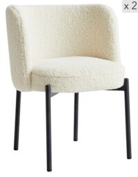 Nordlys Set of 2 Scandinavian Metal Dining Room Chairs in White