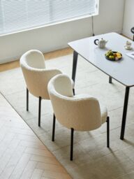 Nordlys Set of 2 Scandinavian Metal Dining Room Chairs in White - thumbnail 6