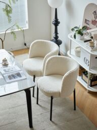 Nordlys Set of 2 Scandinavian Metal Dining Room Chairs in White - thumbnail 3