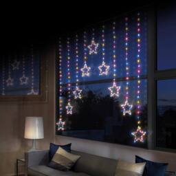 Premier Decorations Curtain Light Stars 303 Rainbow LED Lights 1.2m X 1.2m - thumbnail 2