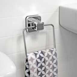 Showerdrape Pushloc Chrome Steel Suction Wall Mounted Towel Ring in Silver - thumbnail 2